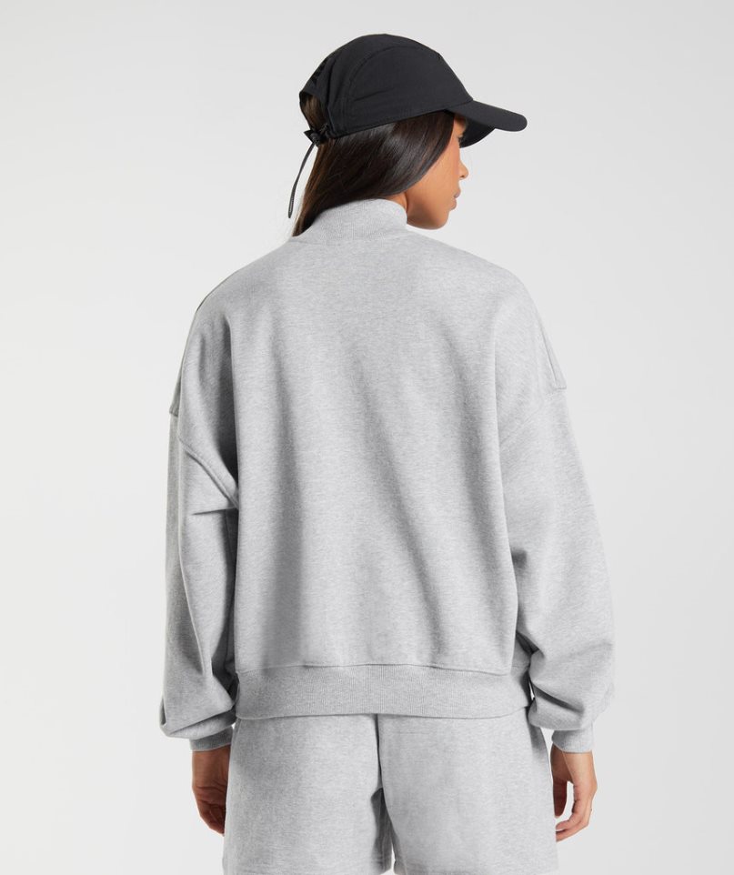 Women's Gymshark Rest Day Sweats 1/2 Zip Sweatshirts Light Grey | NZ 8WBFTU